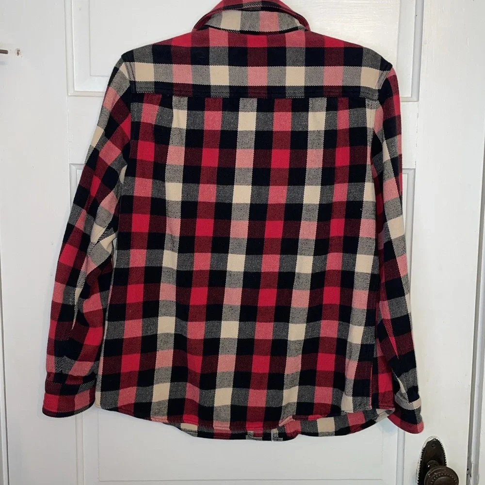 Woolrich Heavy Dty Red Black White Plaid Flannel Shirt Thick | Very Nice Women M
